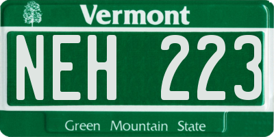VT license plate NEH223