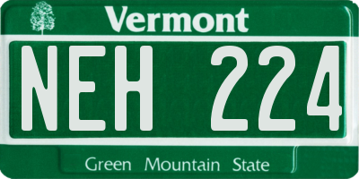 VT license plate NEH224