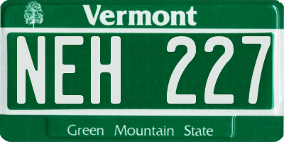 VT license plate NEH227