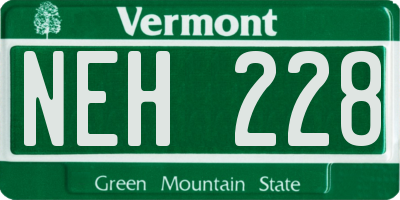 VT license plate NEH228
