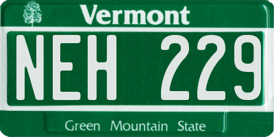 VT license plate NEH229