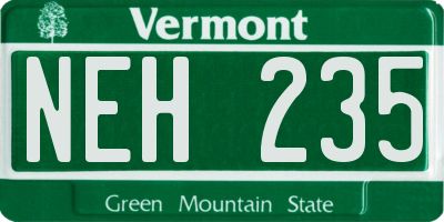 VT license plate NEH235