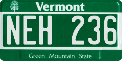 VT license plate NEH236