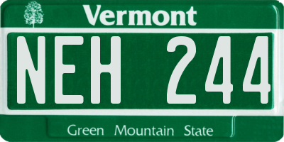 VT license plate NEH244