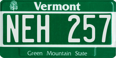 VT license plate NEH257