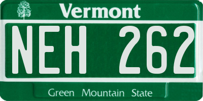 VT license plate NEH262