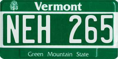 VT license plate NEH265