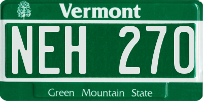 VT license plate NEH270