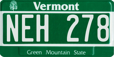 VT license plate NEH278