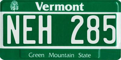VT license plate NEH285