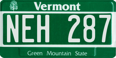 VT license plate NEH287