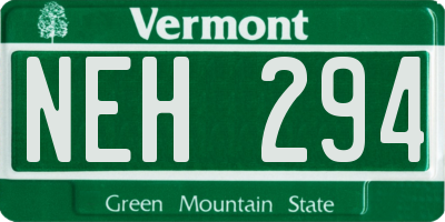 VT license plate NEH294