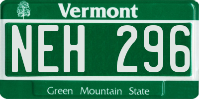 VT license plate NEH296