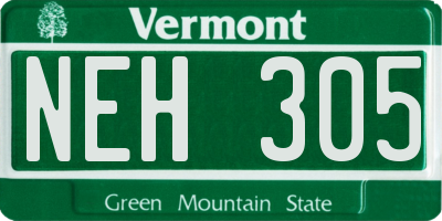 VT license plate NEH305
