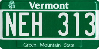 VT license plate NEH313