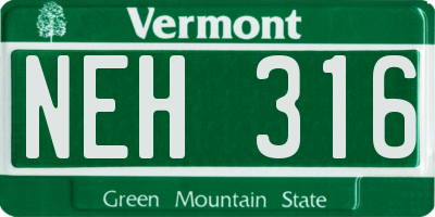 VT license plate NEH316