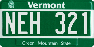 VT license plate NEH321
