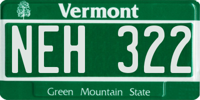 VT license plate NEH322