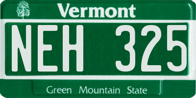 VT license plate NEH325
