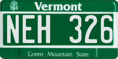 VT license plate NEH326
