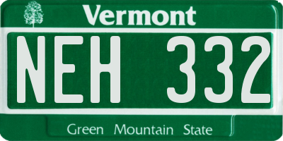 VT license plate NEH332