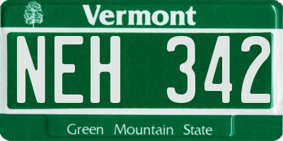 VT license plate NEH342