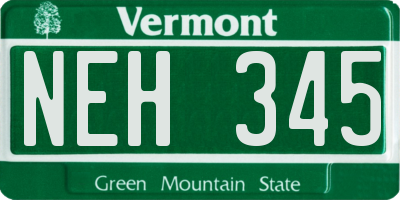 VT license plate NEH345