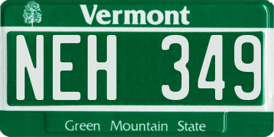 VT license plate NEH349