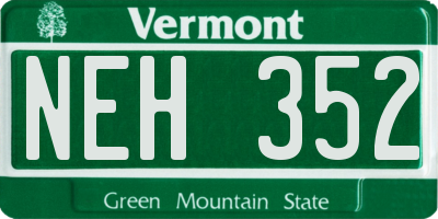 VT license plate NEH352
