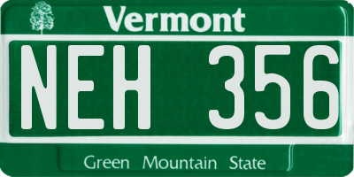 VT license plate NEH356