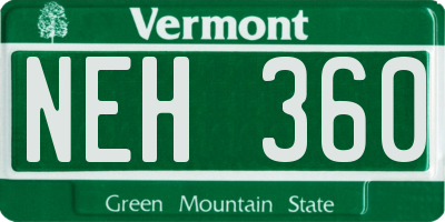 VT license plate NEH360