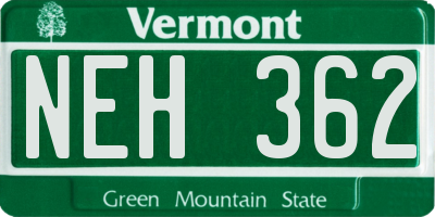 VT license plate NEH362