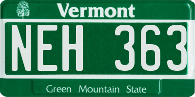 VT license plate NEH363