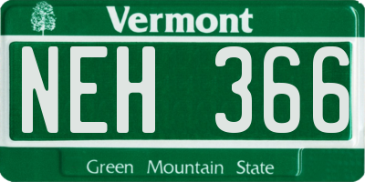 VT license plate NEH366