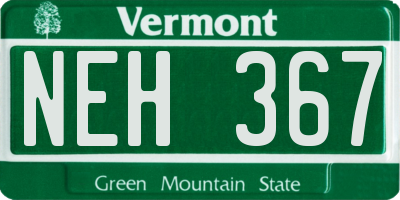 VT license plate NEH367