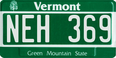 VT license plate NEH369
