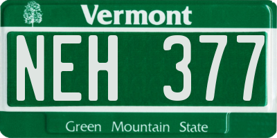 VT license plate NEH377
