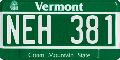 VT license plate NEH381