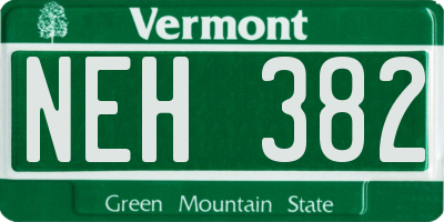 VT license plate NEH382