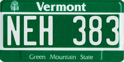 VT license plate NEH383