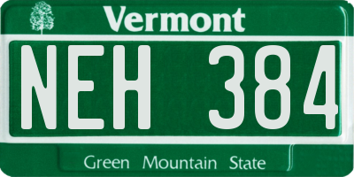 VT license plate NEH384