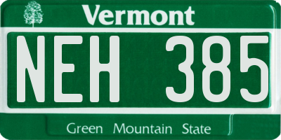 VT license plate NEH385