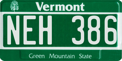VT license plate NEH386