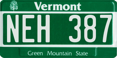 VT license plate NEH387
