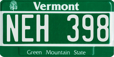 VT license plate NEH398