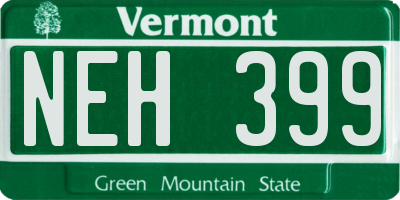 VT license plate NEH399