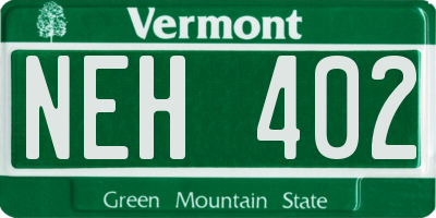 VT license plate NEH402