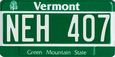 VT license plate NEH407