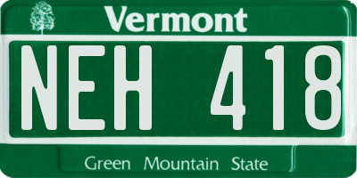 VT license plate NEH418