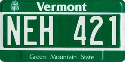 VT license plate NEH421